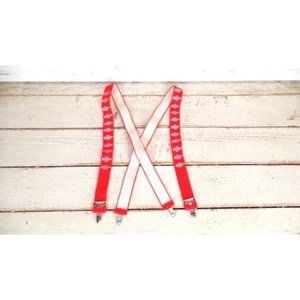 Short orders red stretch clip wide suspenders